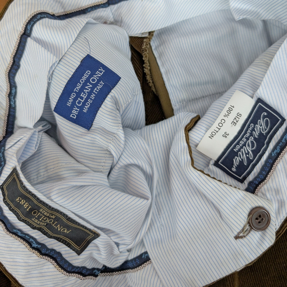 Men's Ben Silver Pontoglio 1883 Brown Corduroy Pants - Picture 2 of 7